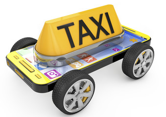 Taxi sign and Smartphone on wheels