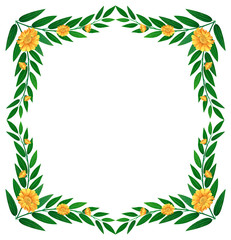 A green leafy border with flowers