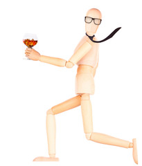 wooden Dummy with Cognac or brandy