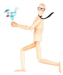 wooden Dummy with alcohol cocktail