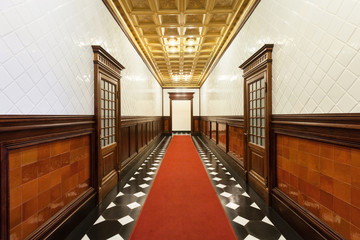 interior, long hallway of an old palace