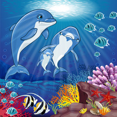 Obraz premium Dolphins on the bottom of the sea