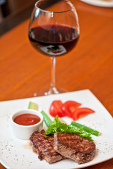 beef meat and wine