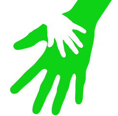 Baby hand feels safe in careful parent open palm