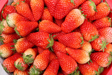 fresh strawberry, seen from top