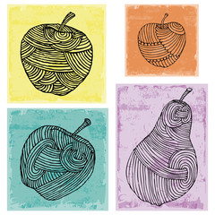Fruit label - apple and pear