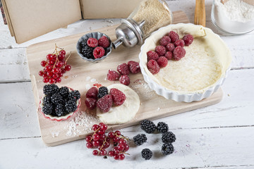 preparation for cake with berries
