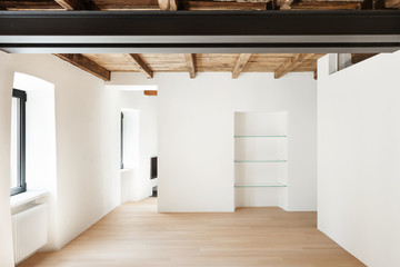 modern loft, empty room with windows