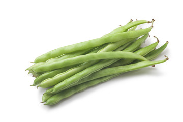 String beans on white background