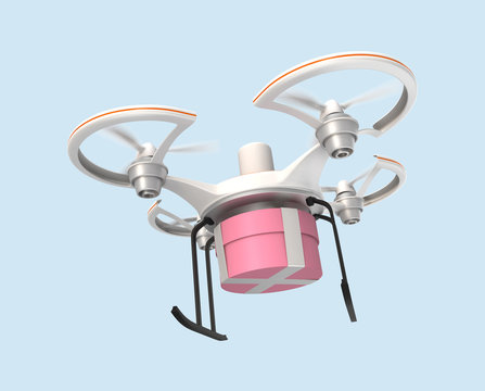 Air drone carrying gift box for fast delivery concept