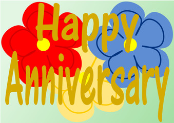 Obraz premium Happy Anniversary mit großen Blumen