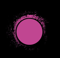 Pink pastil container powder on black background