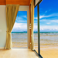 Room at beach with blue sky