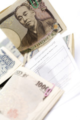 Japanische Devisen, tausend und zehntausend Yens