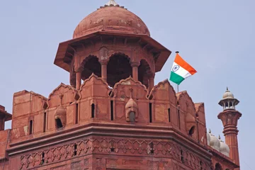 Zelfklevend Fotobehang Guard tower at the red fort in Delhi © pjhpix