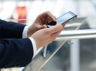 business man using mobile smart phone