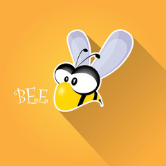cartoon cute bright baby bee on honey background