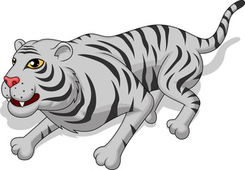 Aggresive white tiger cartoon