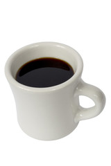 Hot Coffee In Coffee Cup Isolated On White