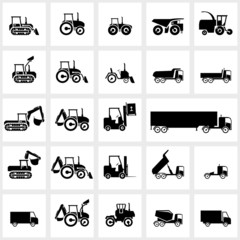 Vector icon set cars and tractors