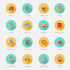 Shopping E-commerce Icons Flat