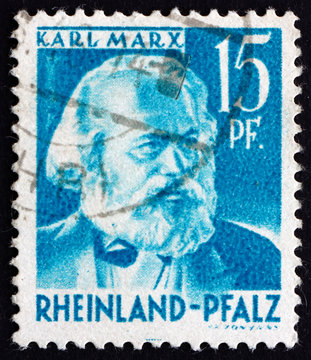 Postage stamp Rhine Palatinate, Germany 1948 Karl Marx, German P