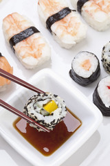 Maki-Sushi in der Platte , close up