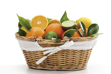 Verschiedene Zitrusfrüchte im Korb