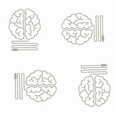 seamless background: brain, usb, plug