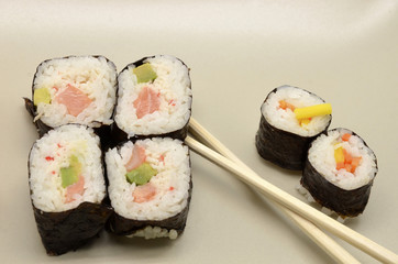 plate with sushi