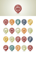 Fruits mapping pins icons
