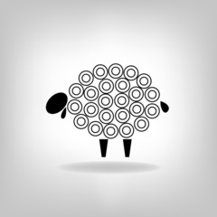 black silhouettes of sheep on a white background