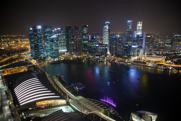Centre d& 39 affaires de Singapour la nuit