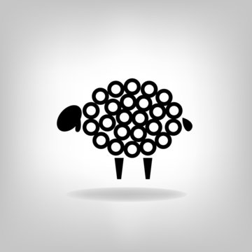 black silhouettes of sheep on a white background