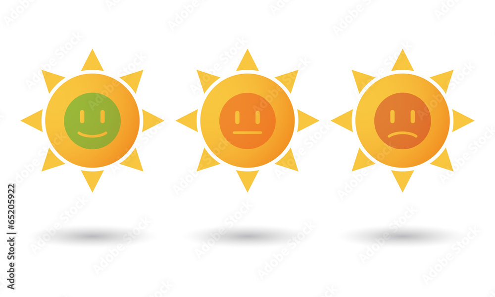 Sticker sun survey icon set