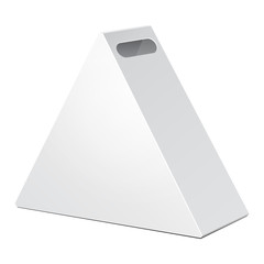 White Cardboard Triangle Carry Box Bag Packaging For Food