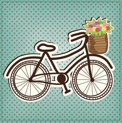 retro or vintage bicycle with a basket full of flowers