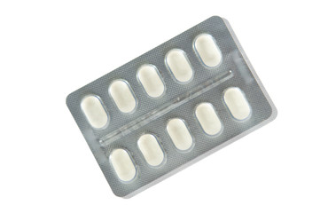 White medicine tablet blister pack