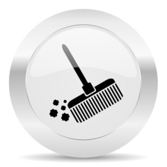 broom silver glossy web icon