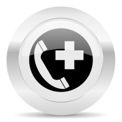 emergency call silver glossy web icon
