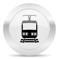 train silver glossy web icon