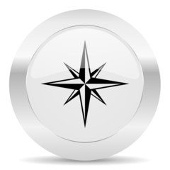 Fototapeta premium compass silver glossy web icon