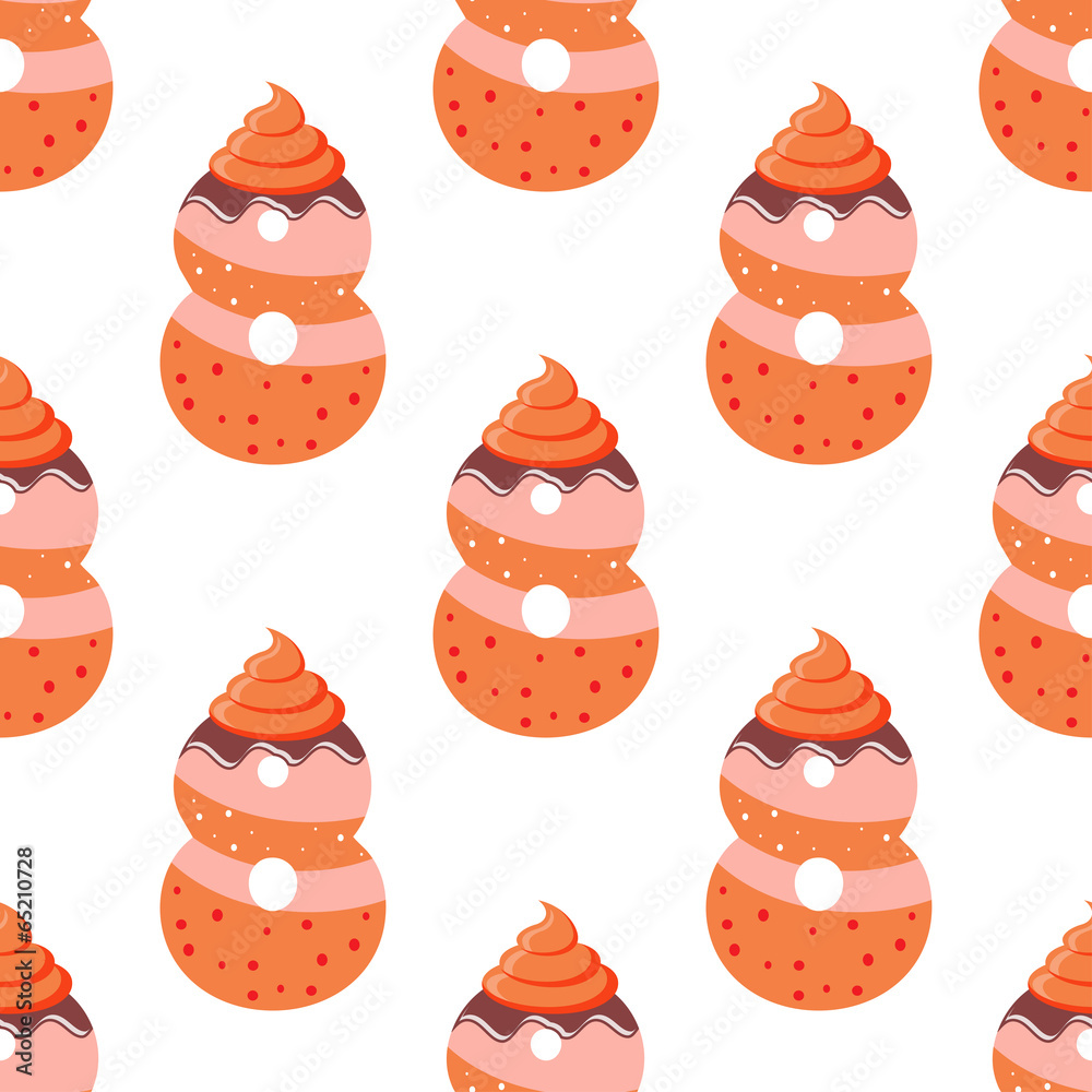 Poster seamless pattern with cartoon cookies of number eight