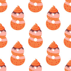 Seamless pattern with cartoon cookies of number eight