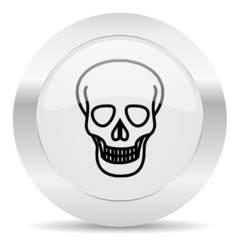 skull silver glossy web icon
