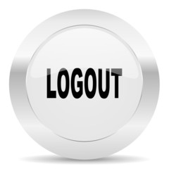 logout silver glossy web icon