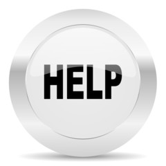 help silver glossy web icon