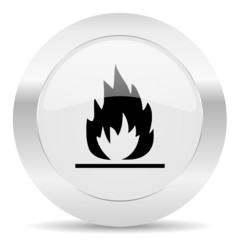 flame silver glossy web icon