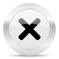 Obraz premium cancel silver glossy web icon