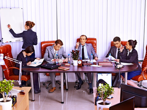 Group business people in office.
